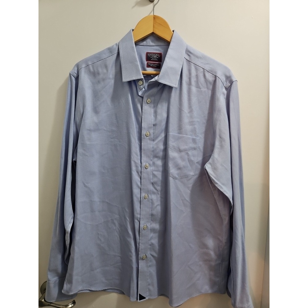 UNTUCKit Shirt Mens 3XL XXXL Blue Gironde LS Stretch Nylon Preppy Golf Active